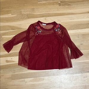 Eyeshadow Red Floral Mesh Top